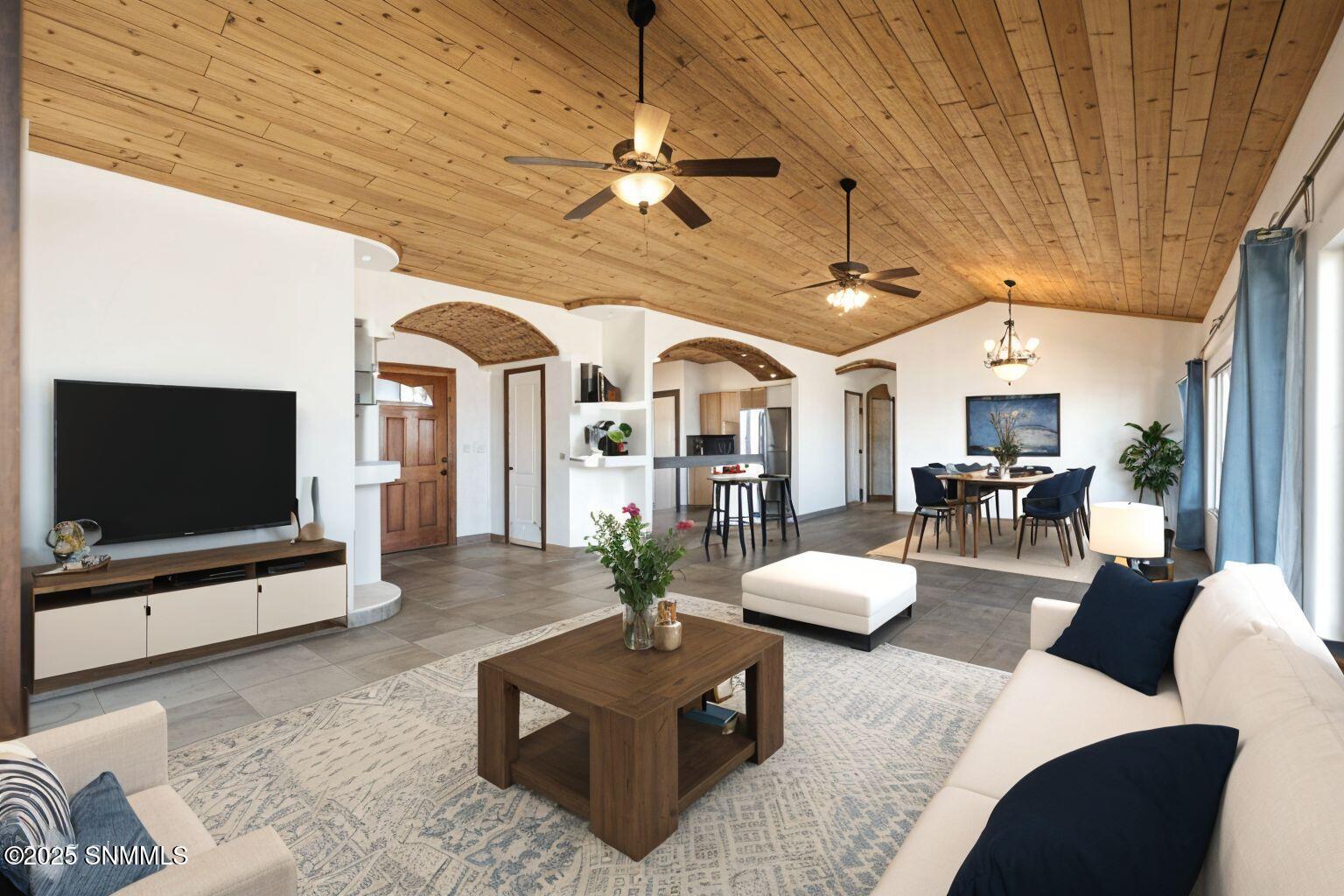 Red Wolf living dining area staged