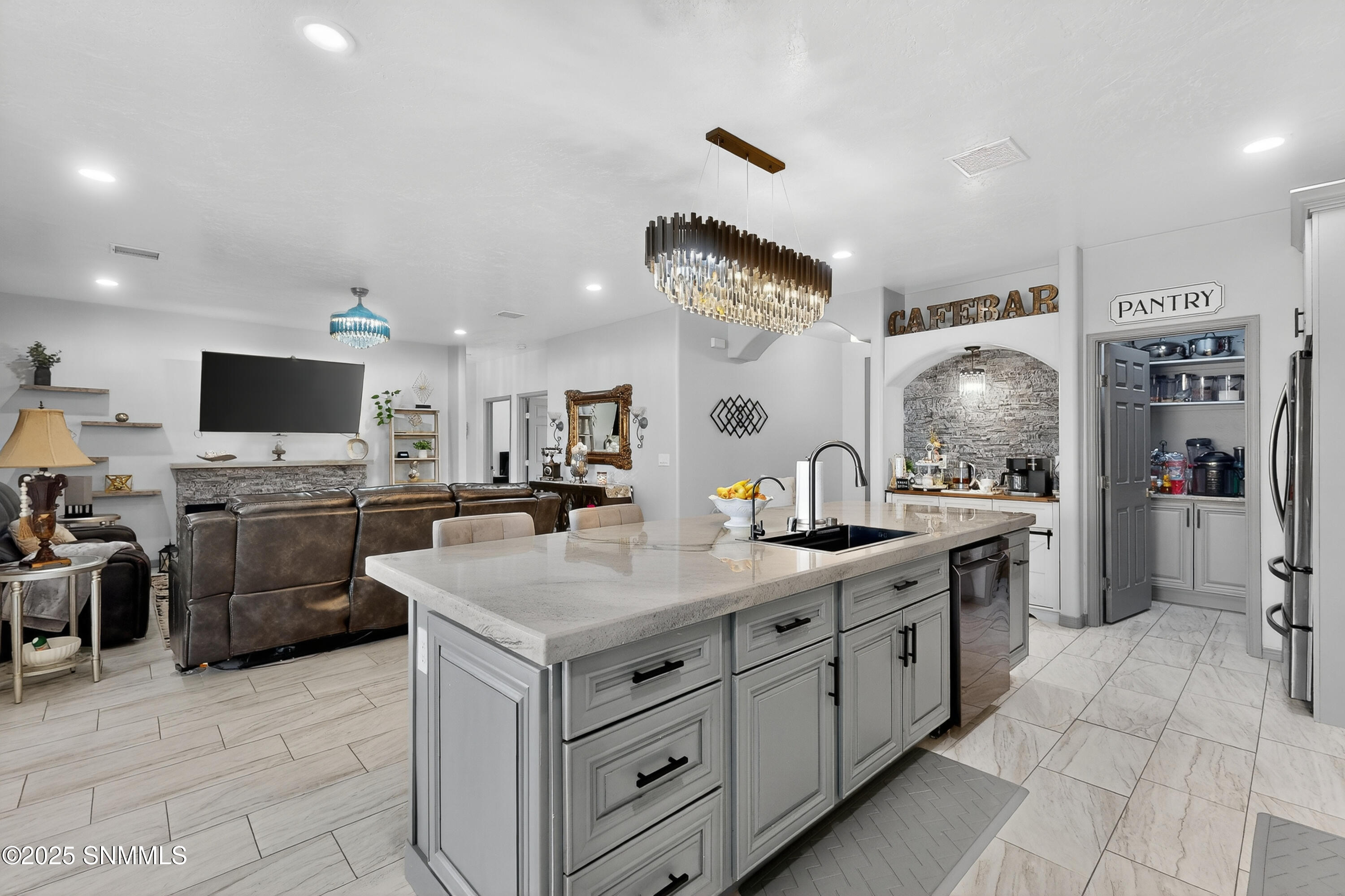 kitchen & living room