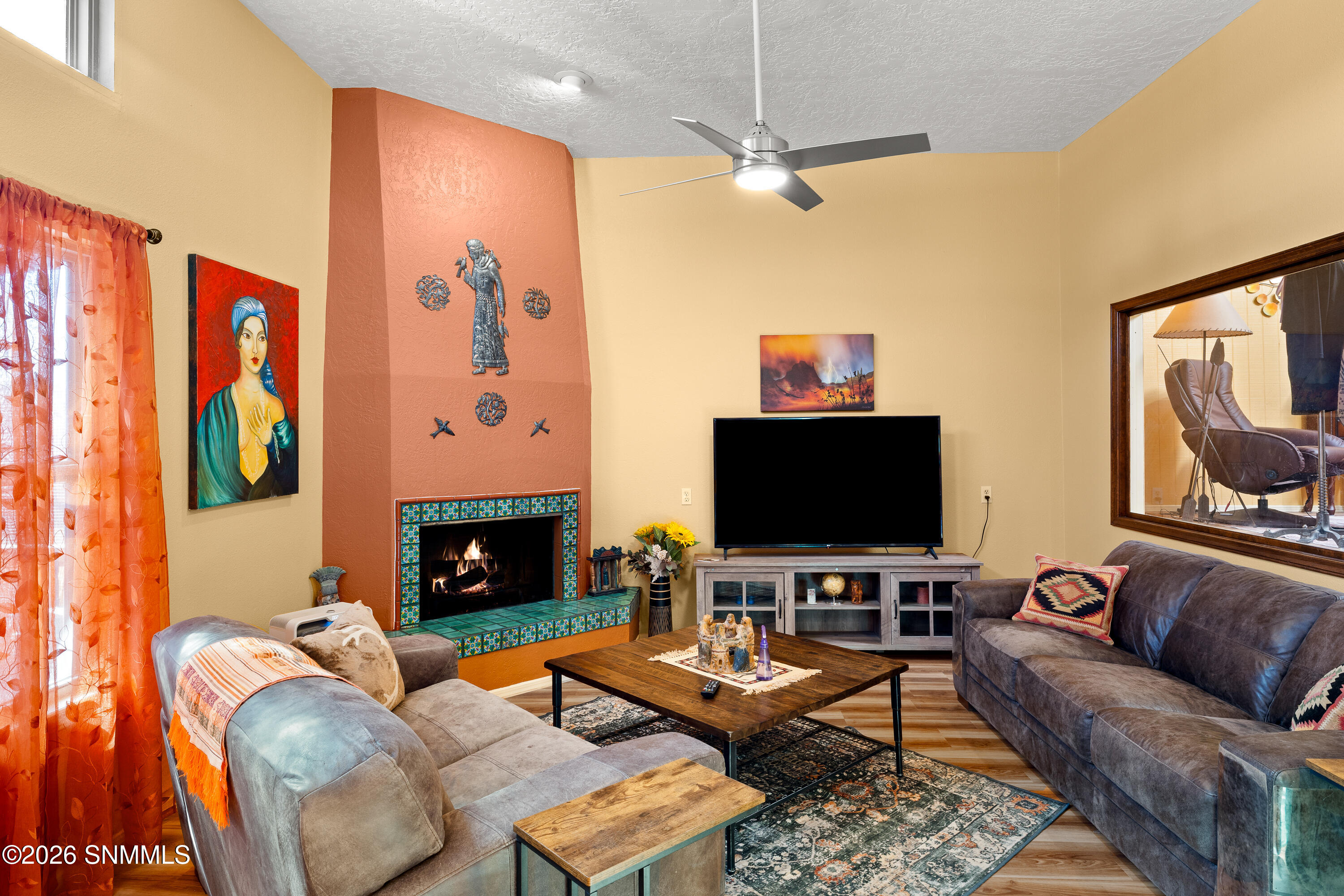 Living Room Fireplace Southwestern Chara