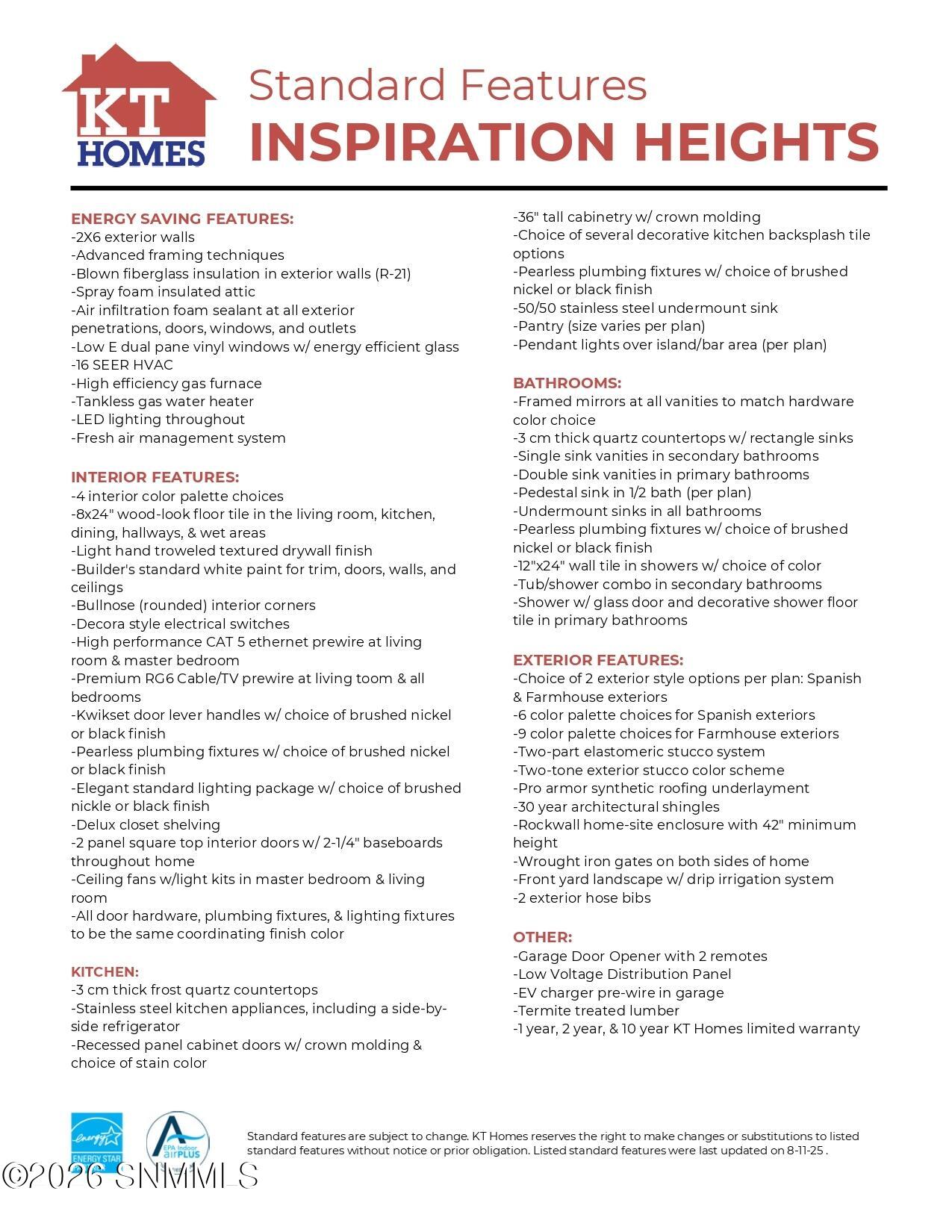 Standard Feature List_Inspiration Height