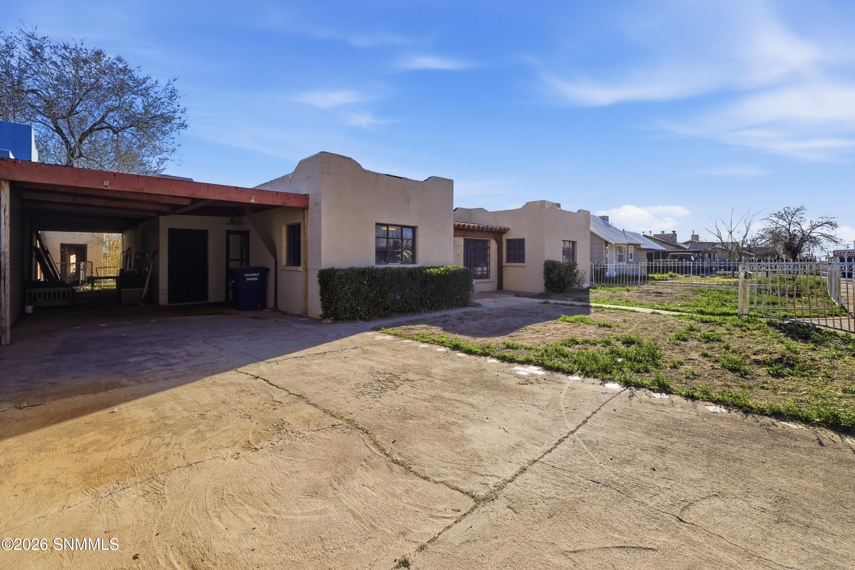 Front view of Carport