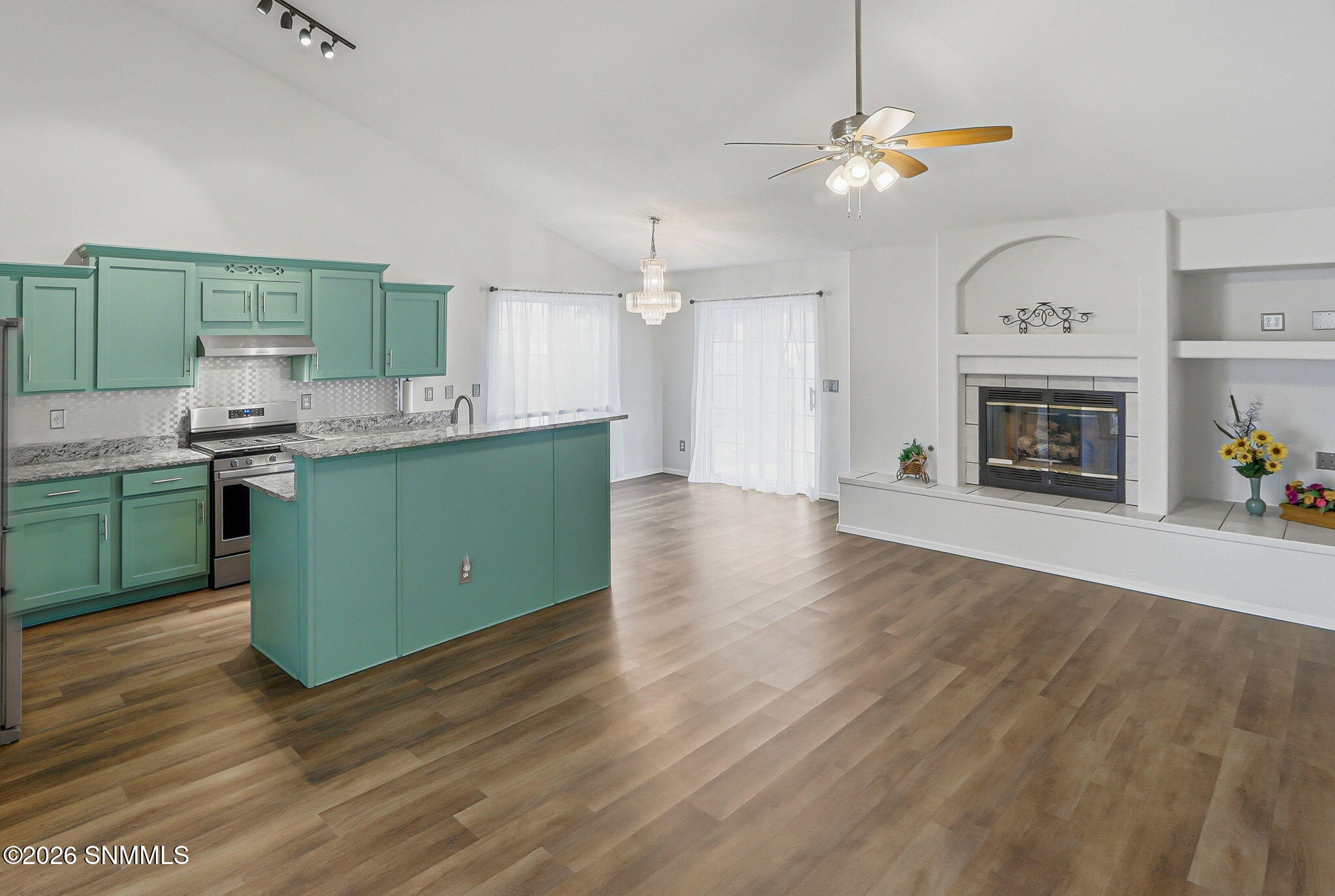 Family Room Has Fireplace