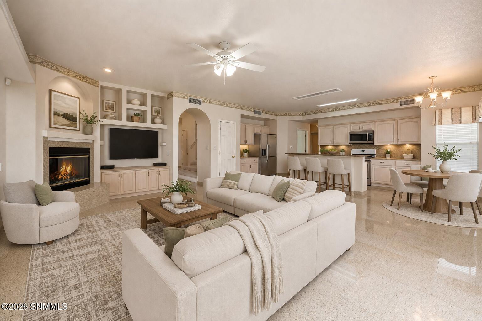 Virtually staged living space