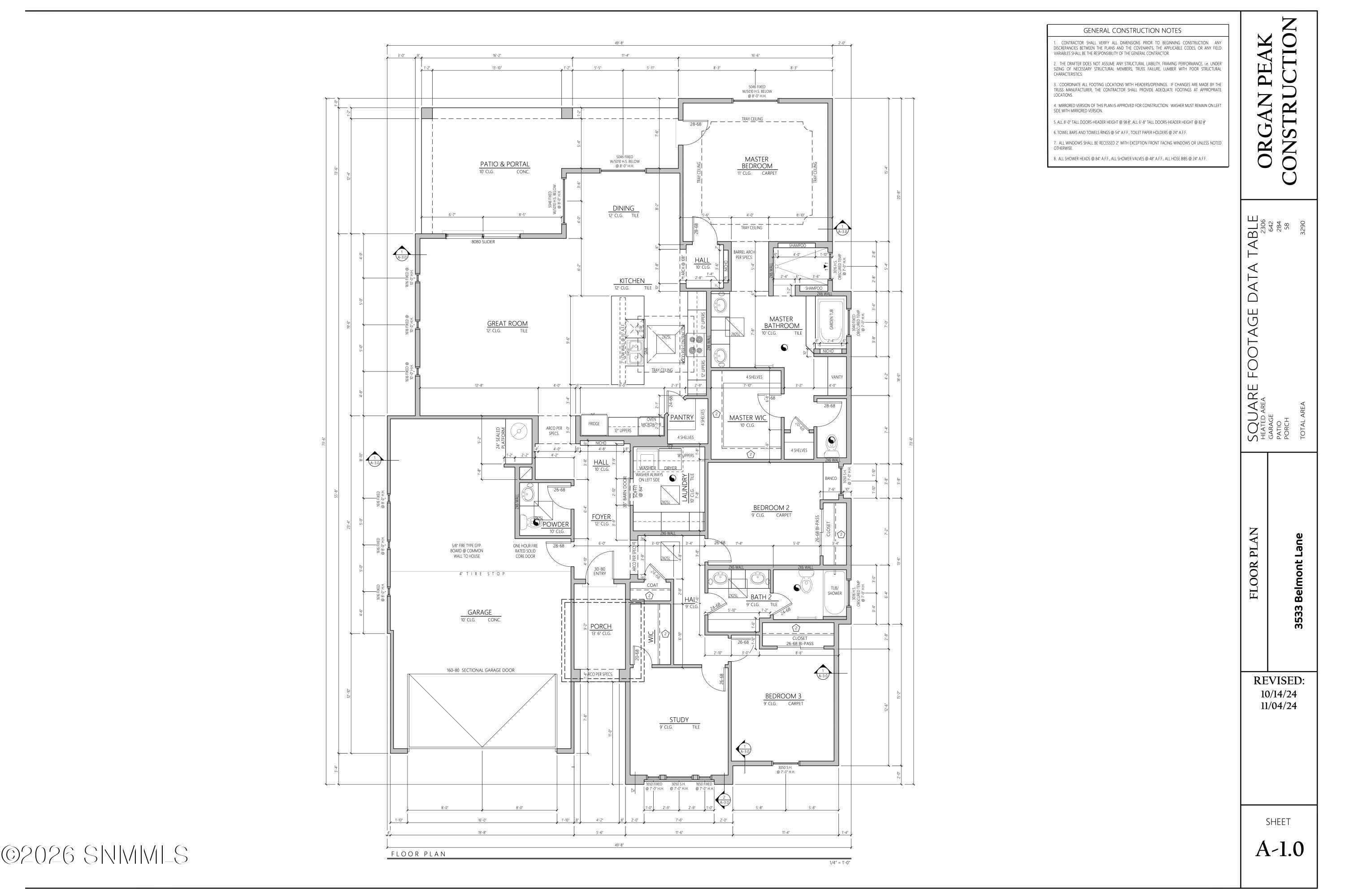 A-1.0 3533 Belmont Lane  Gold FloorPlan