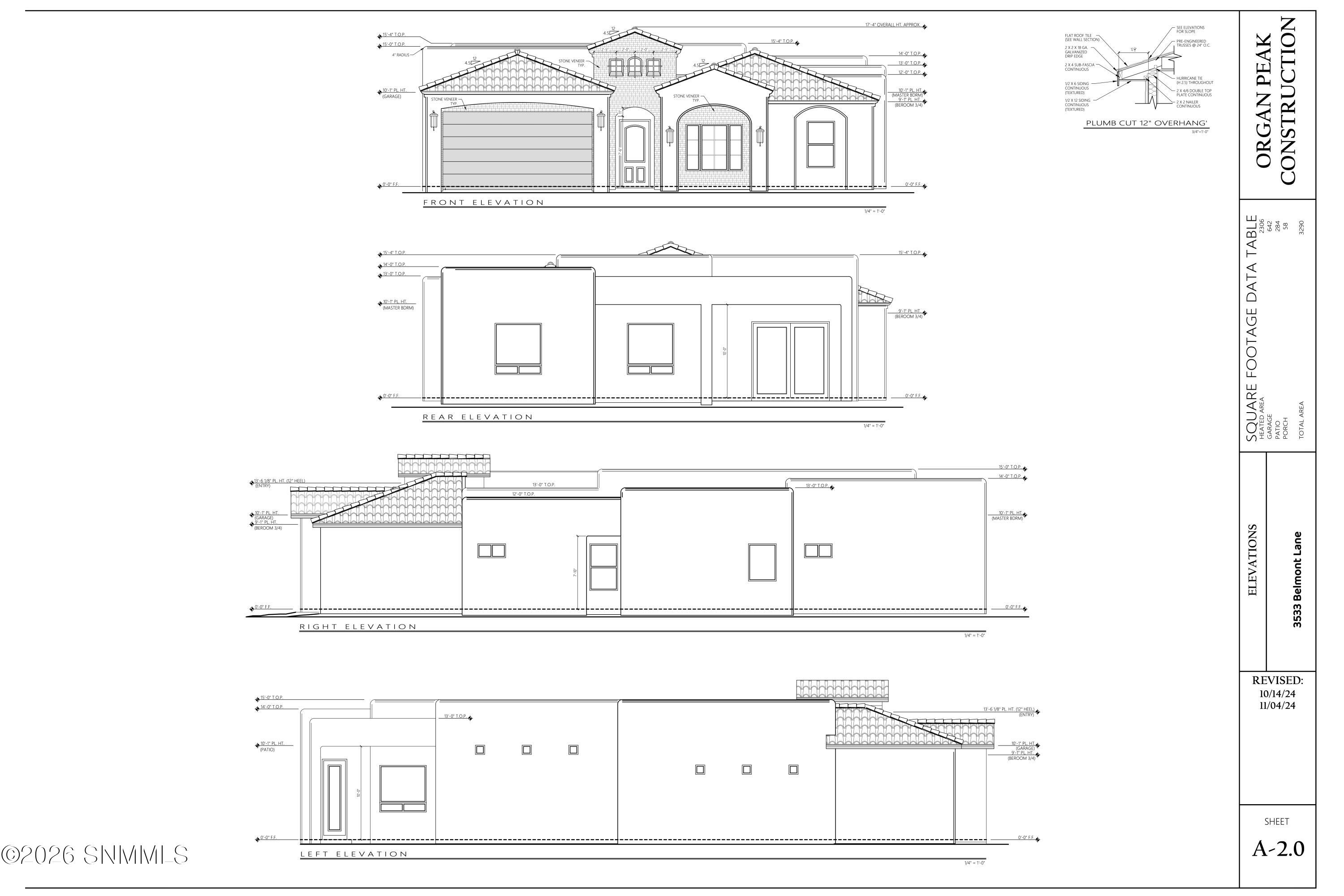 A-2.0 3533 Belmont Lane Elevation