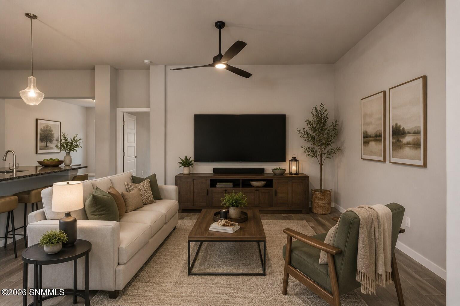 Great room virtually staged