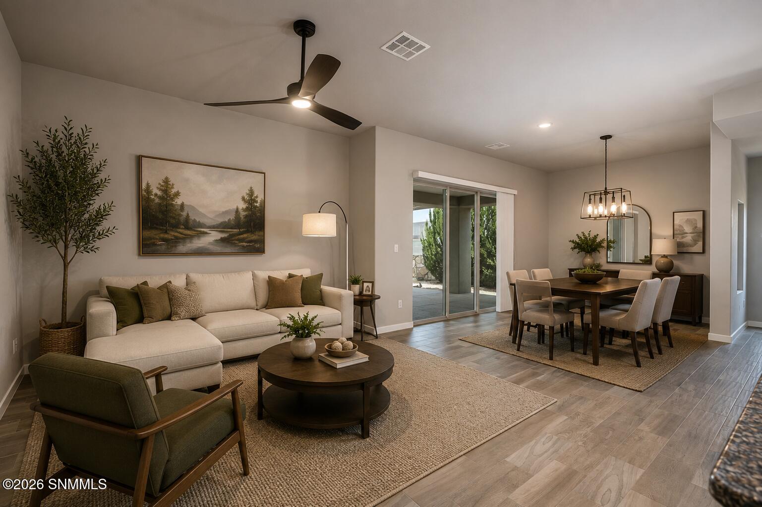 living dining area virtually staged
