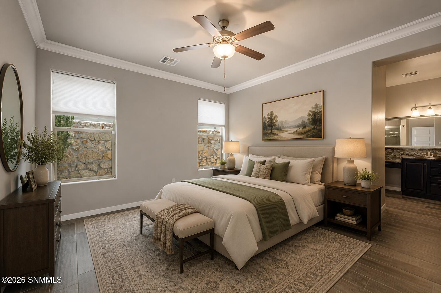 Primary bedroom virtually staged