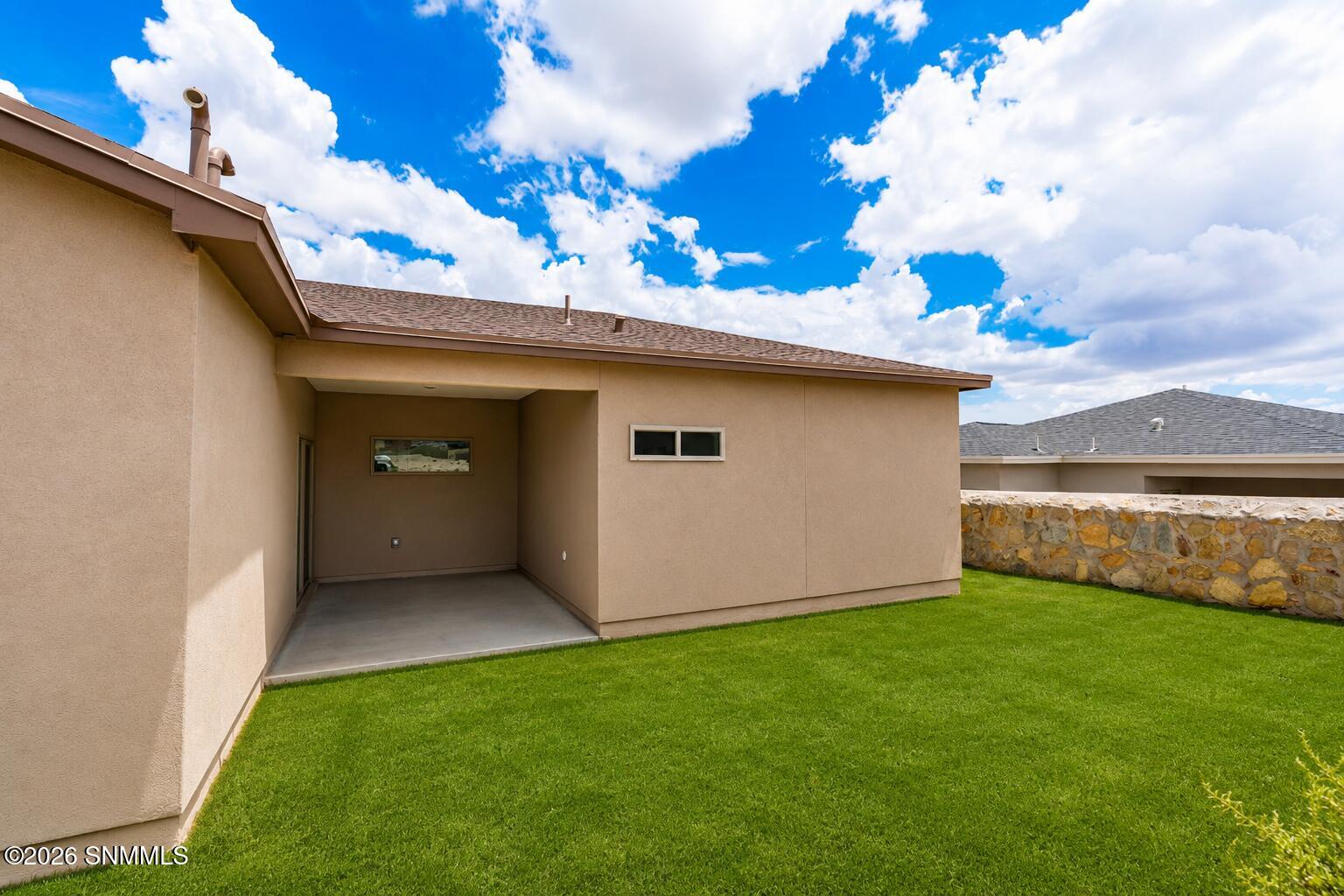 Back yard with grass