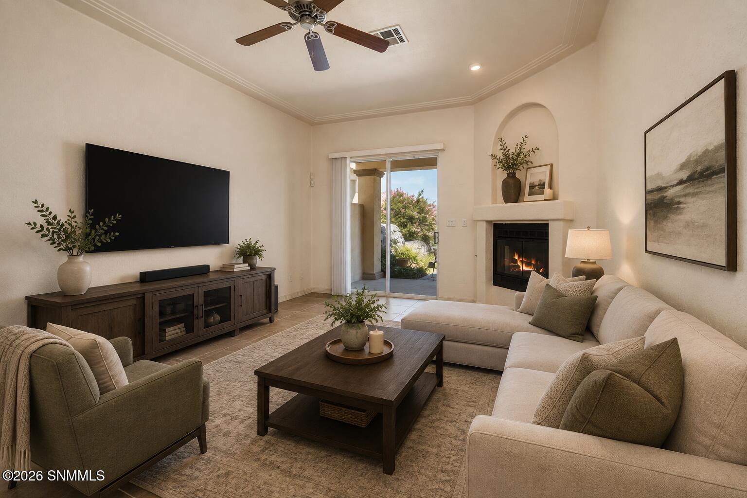 Camino Blanco Family Room virtually stag