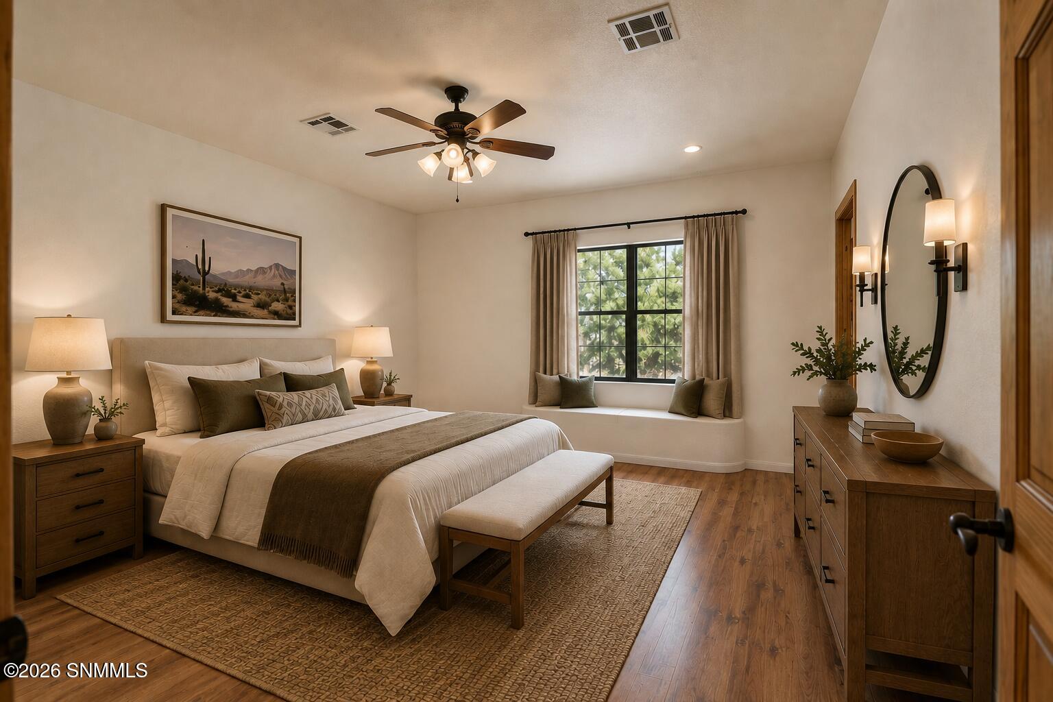 Virtually staged Primary bedroom