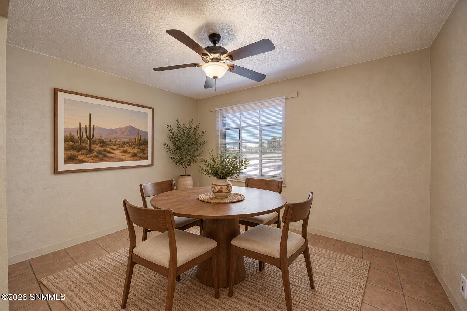 Warm Southwestern dining room staging