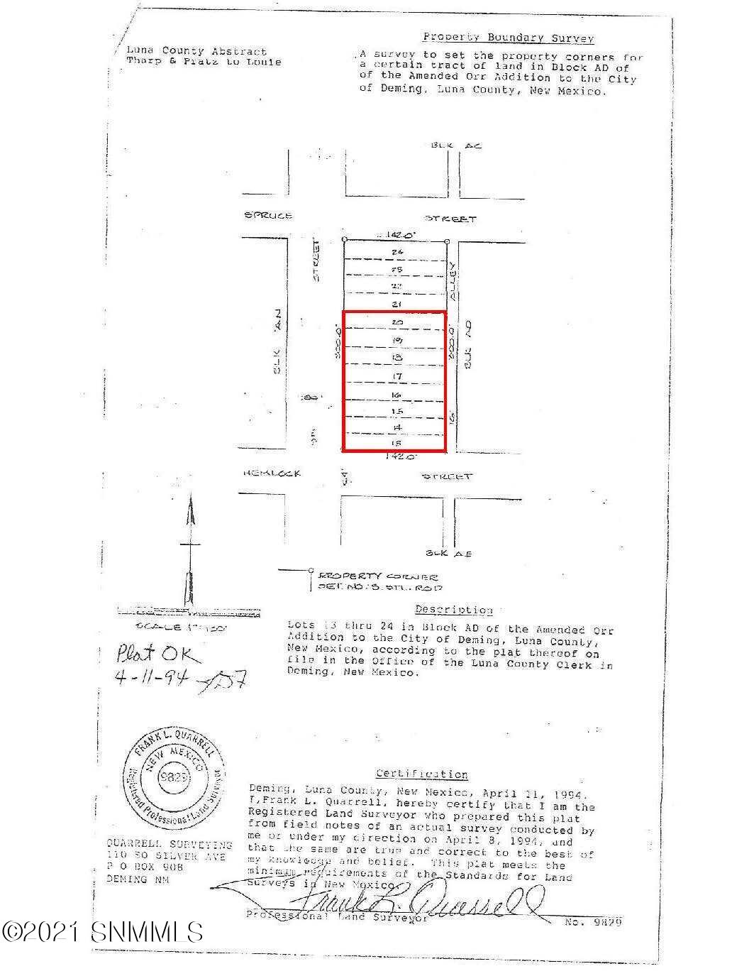 Survey 9th St outlined